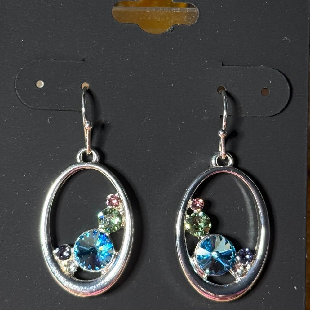 Silver Multi Colored Earrings by Christian Siriano